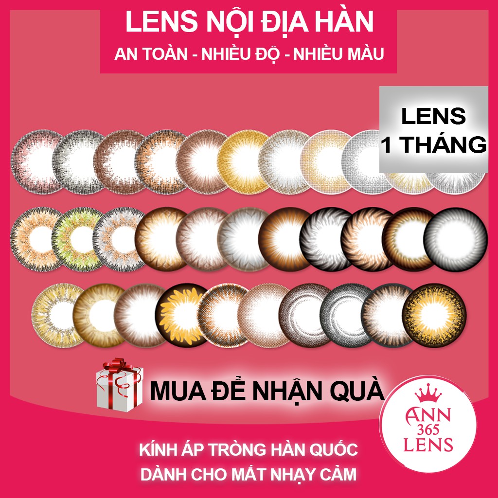 Lens mắt 1 tháng, kính áp tròng nội địa hàn cao cấp màu nâu, xám, xanh |Ann365 Lens