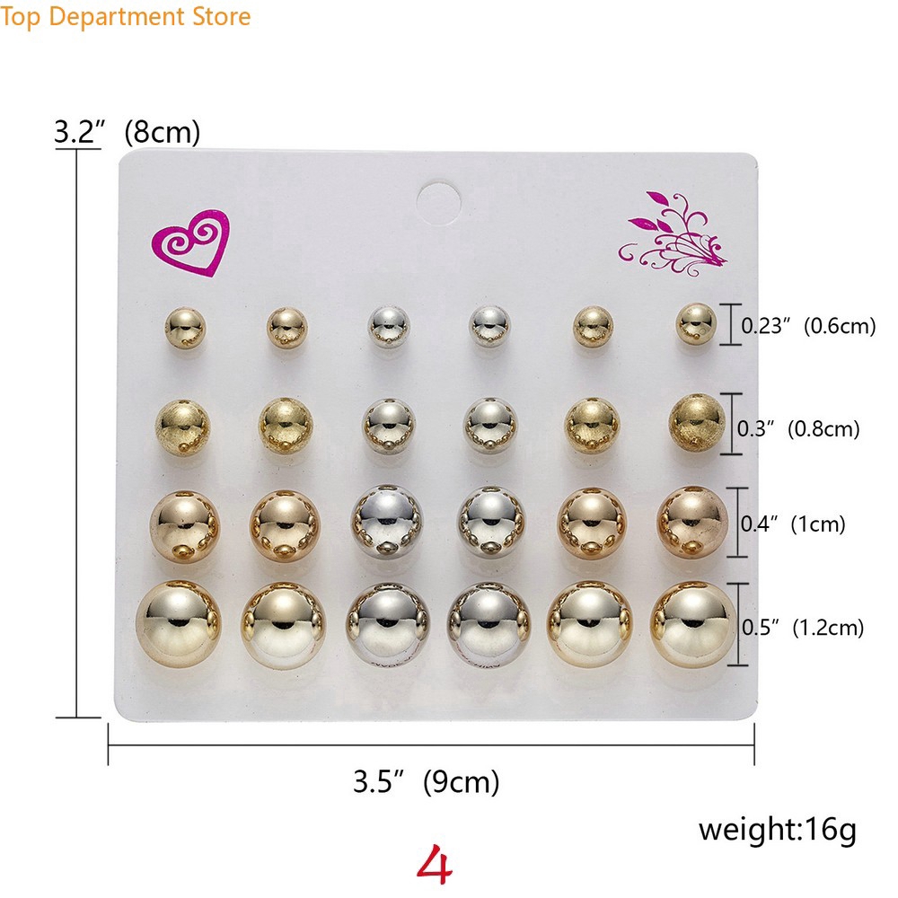 Set 12 đôi hoa tai đính đá thời trang cho nữ