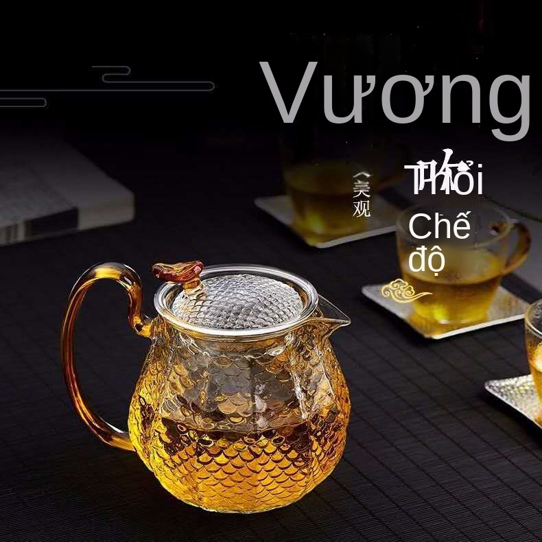 ☢Bộ lọc máy pha trà theo phong cách retro búa ấm trà thủy tinh dày chịu nhiệt độ cao Bộ trà Nhật Bản gia dụng mới
