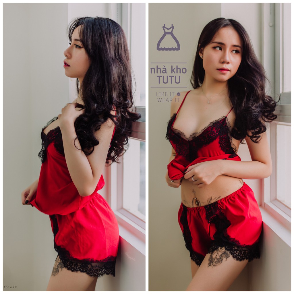 [CÓ BIGSIZE] Set đồ ngủ phối ren siêu đáng yêu S001 Nhà Kho TuTu