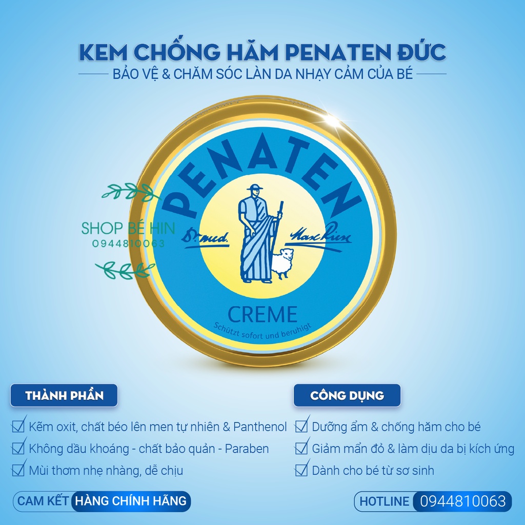 Kem chống hăm Penaten Đức dành cho bé từ sơ sinh, giảm mẩn đỏ và ngứa rát, mùi thơm nhẹ nhàng