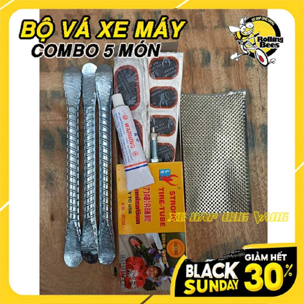 Bộ Vá Xe Máy Kèm Bơm Tay Mini siêu nhỏ Tiện dụng Mang Theo Xe