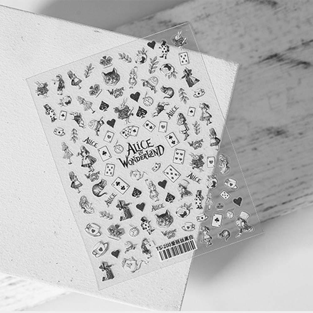 OCEANMAP Miếng Dán Trang Trí Móng Tay 5D Màu Trắng Đen Độc Đáo