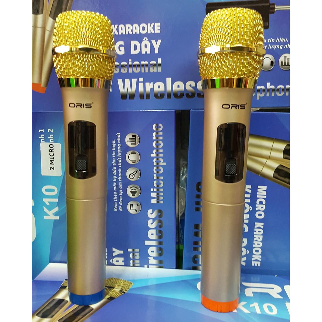 MICRO KO DÂY UHF ORIS K10-2 BỘ 2 MICRO CHO AMPLY LOA KÉO