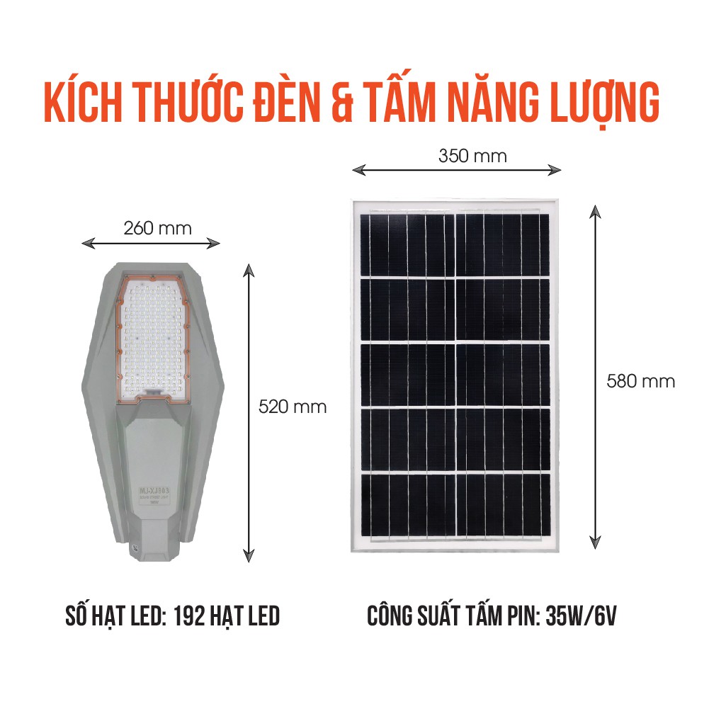 Đèn Năng Lượng Mặt Trời Đường Phố công suất 200W Chính Hãng Tiết Kiệm Điện tuổi thọ 10 năm