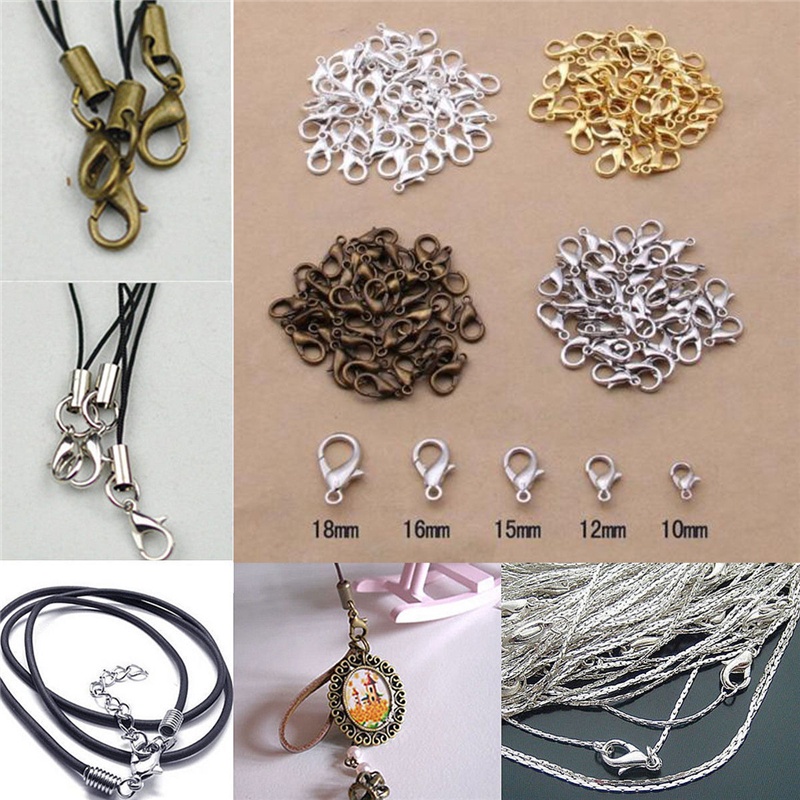 Set 20 Móc Hợp Kim 6x10mm/7x12mm 4 Màu Tự Làm Trang Sức Vòng Cổ