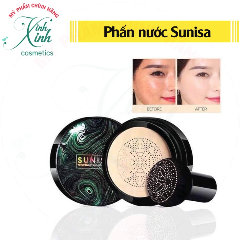 [Hàng Chính Hãng] PHẤN NƯỚC KIỀM DẦU SUNISA TẶNG KÈM MÚT TÁN NỀN, CHE PHỦ CAO, LÂU TRÔI MỊN DA 20g toner tự nhiên