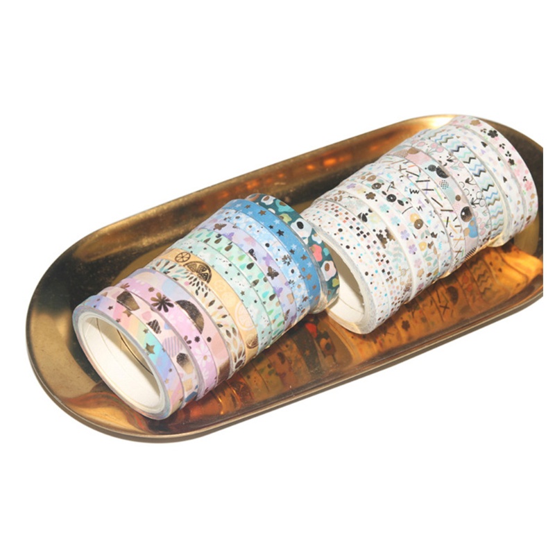 Bộ 24 Cuộn Băng Keo Dán Trang Trí Sổ Tay / Nhật Ký Bằng Lá Vàng