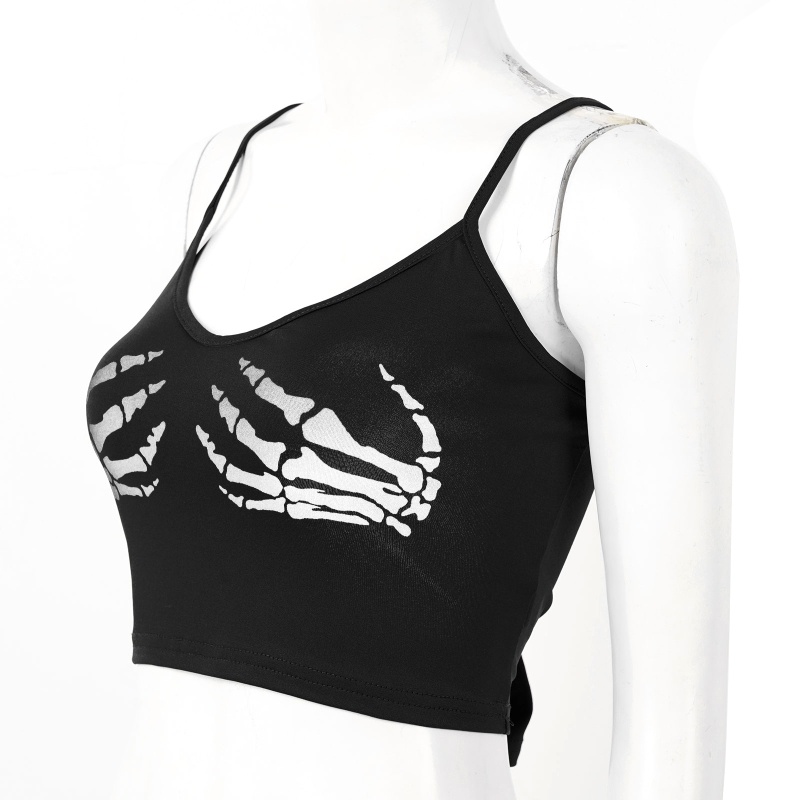 Áo Croptop Hai Dây Dáng Ôm In Hình Bàn Tay Phong Cách Gothic Punk Harajuku Thời Trang Mùa Hè Cho Nữ