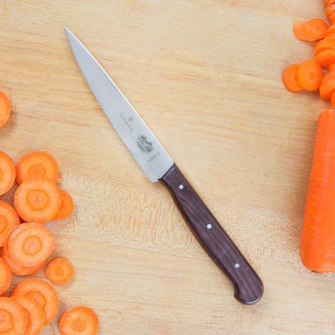 Dao gọt hoa quả lưỡi răng cưa  nhập khẩu từ Thụy Sĩ 12cm cán gỗ hồng mộc