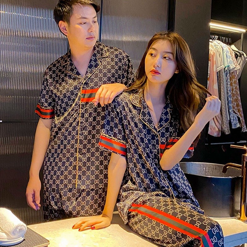Đồ Bộ Pyjama Áo cộc Quần dài Cao Cấp Bigbang Luxury Dành Cho Nam Và Nữ Chất Lụa Siêu Mát Đồ Ngủ Đôi Lụa Cao Cấp