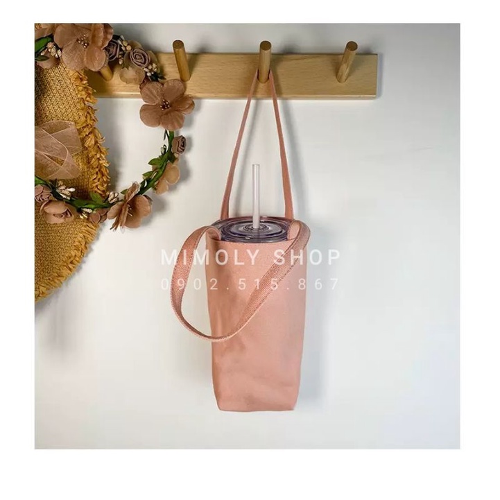 Túi Xách Vải Đựng Ly Trơn Đeo Chéo Nhiều Màu Vải Canvas
