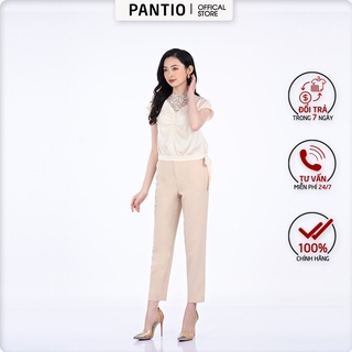 Áo sơ mi nữ chất liệu lụa bóng, dáng suông ngắn tay, đuôi áo có nơ buộc FAS32802 - PANTIO
