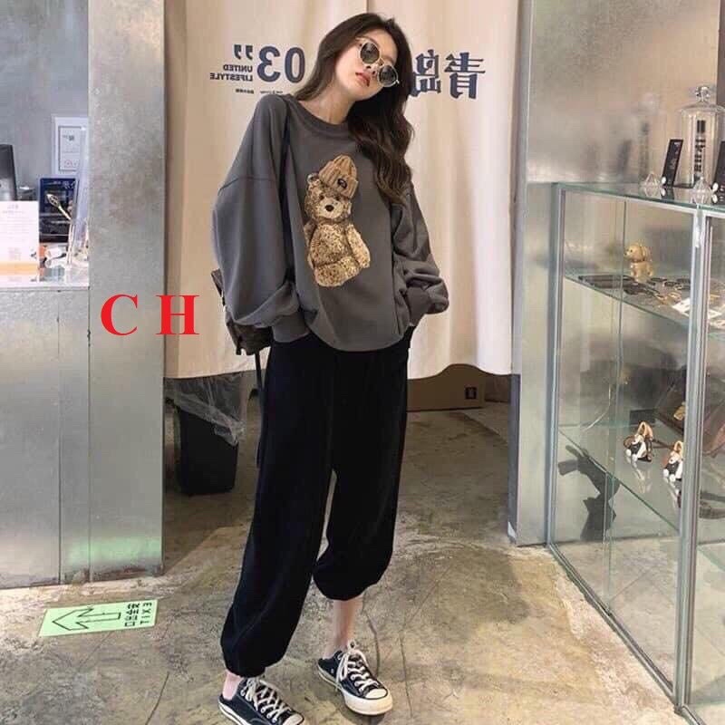 Bộ ngủ nữ Gấu Đội Mũ Len ; Áo SWEATER ấm áp, giữ nhiệt tốtbộ thu đông☘️Chất nỉ cotton☘️2 lớpUnisex mặc nhà nữ Kute