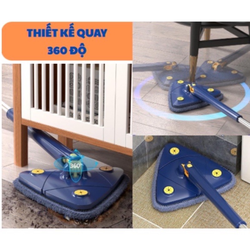 Cây chổi lau tam giác tự vắt xoay 360 độ đa năng