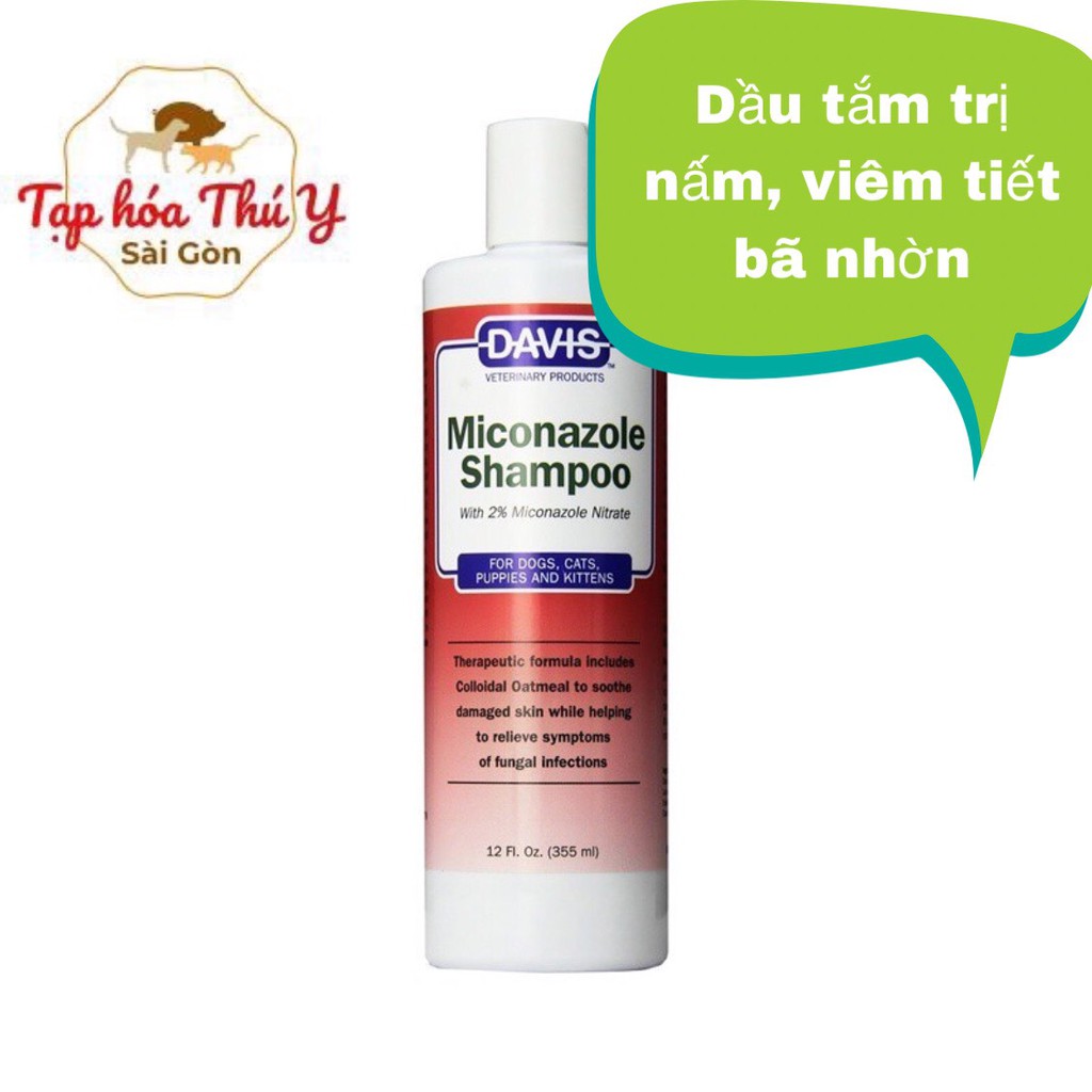 SỮA TẮM PHÒNG NẤM, VIÊM TIẾT BÃ NHỜN MICONAZOLE DAVIS CHO THÚ. CHAI 355ML