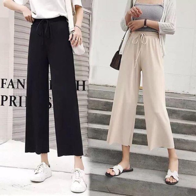 Quần ống rộng cạp chun (kèm video,ảnh thật)