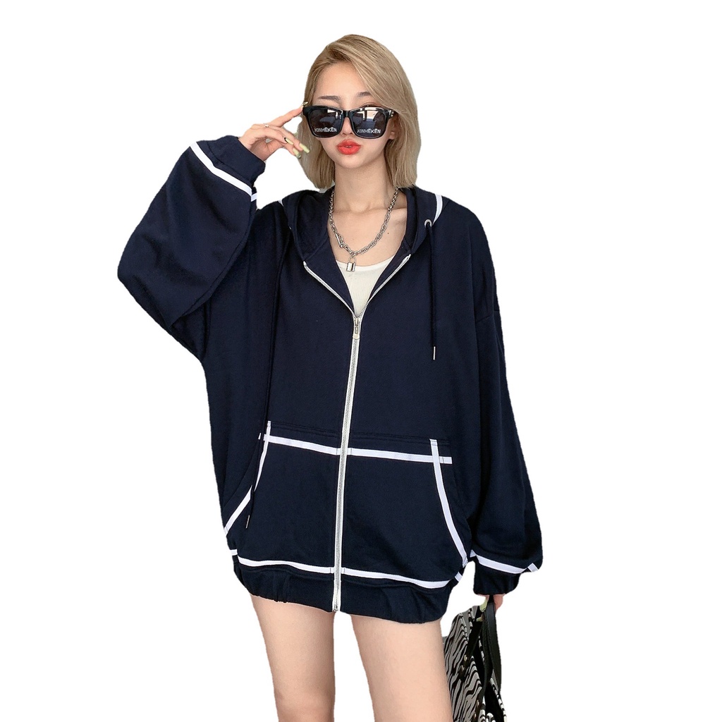 Áo Khoác Hoodie Quây Viền Tay Bồng Cao Cấp, Áo Nỉ Nữ Khóa Kéo Kèm Mũ 3 Màu