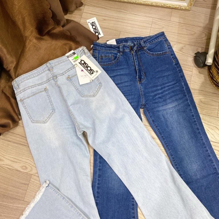 Quần Jean Ống Pass Xanh Đậm Nhạt Tua Rua Thời Trang - hình thật - 4003
