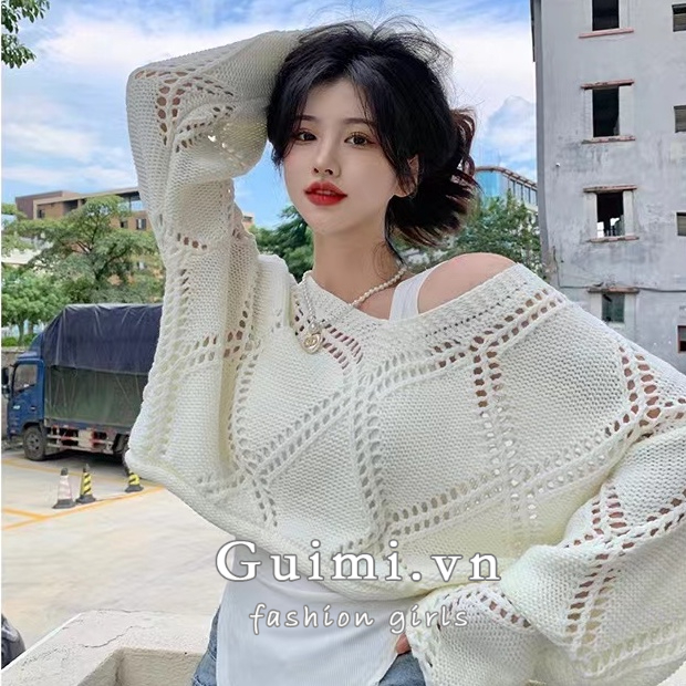 Áo Sweater Dệt Kim Cổ V Tay Dài Họa Tiết Hình Thoi Rỗng Kiểu Hàn Quốc Thời Trang Cho Nữ
