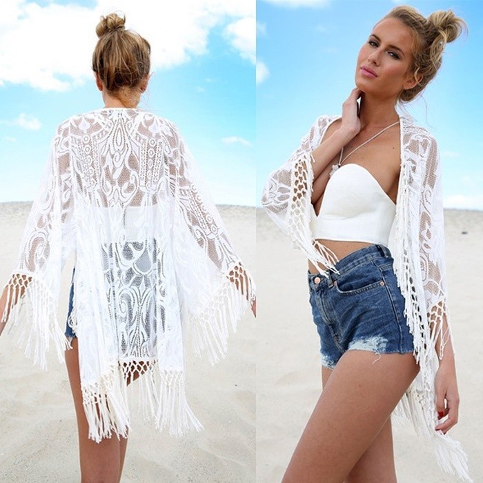☛☏❤Sexy Women Lace Crochet Tassel Bikini Swimwear Cover Up Beach Dress Kaftan Clothing | BigBuy360 - bigbuy360.vn