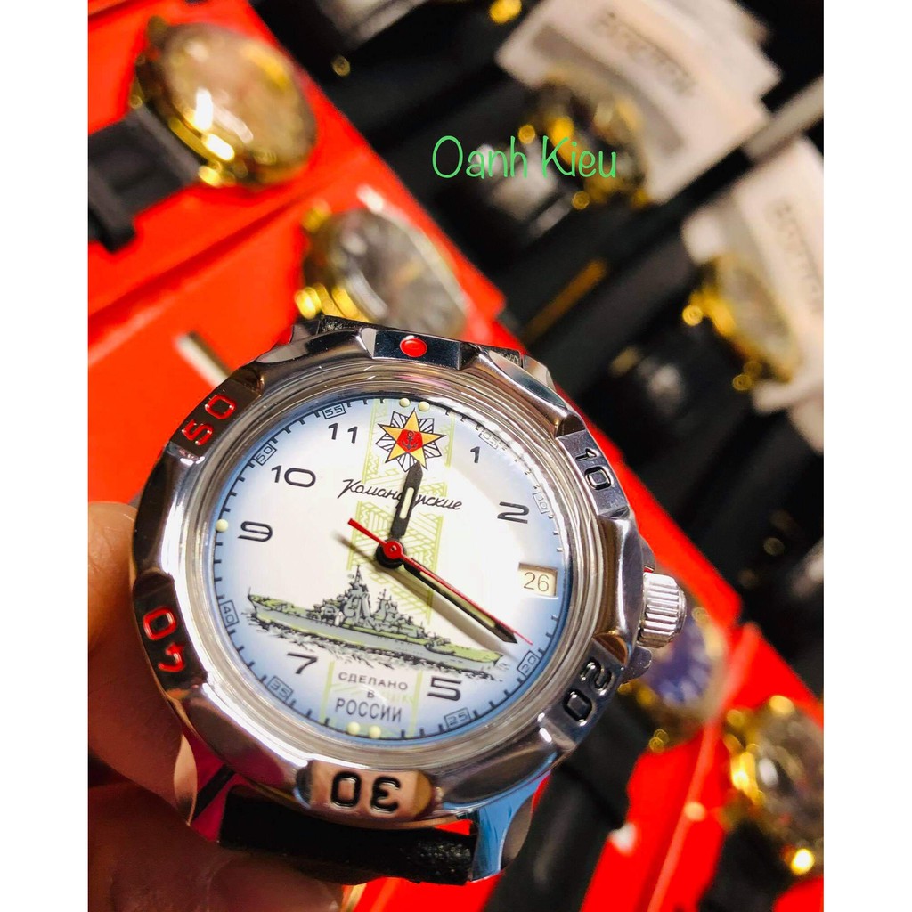 Đồng hồ nam Vostok máy cơ lên giây, size mặt 40, size dây 18. Đồng hồ Nga Vostok Komandirskie 811428