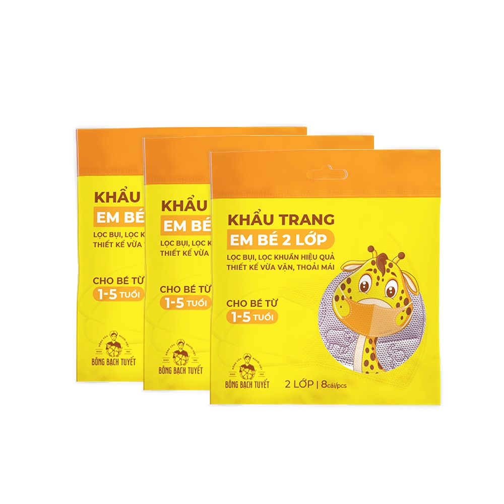 Combo 3 gói Khẩu trang Bông Bạch Tuyết cho trẻ 1 - 5 tuổi