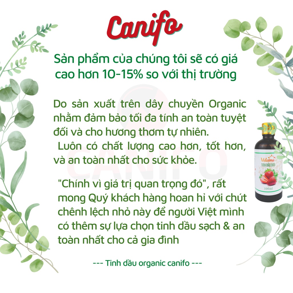 (100ML) Tinh Dầu Hoa Nhài CANIFO  Organic  - Hàng Chính Hãng, Hoa Lài Xông Thơm Phòng, Mùi đậm đặc