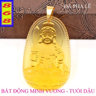 [Tuổi Dậu] Mặt Dây Chuyền Phật Bất Động Minh Vương Pha Lê Vàng 3.6cm - Mặt Size Nhỏ - Tặng Kèm Móc Inox - Phong Thủy 868