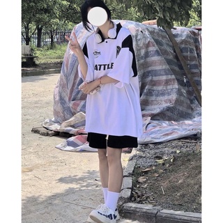 Set bộ áo polo phối viền vai BATTLEKID quần đùi PHONG CÁCH HÀN QUỐC