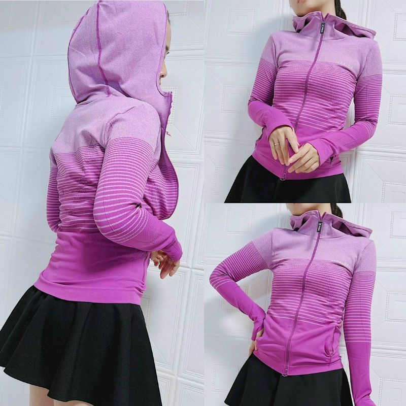 Áo Khoác Thể Thao Nữ Ôm Body. Size M L XL XXL. Có 2 Túi Ngoài Dây Kéo