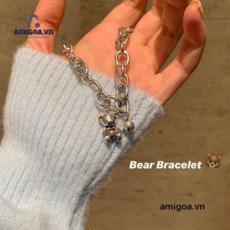 ✨✨Vòng Tay Kim Loại Mặt Hình Chú Gấu Dễ Thương Dành Cho Nữ
