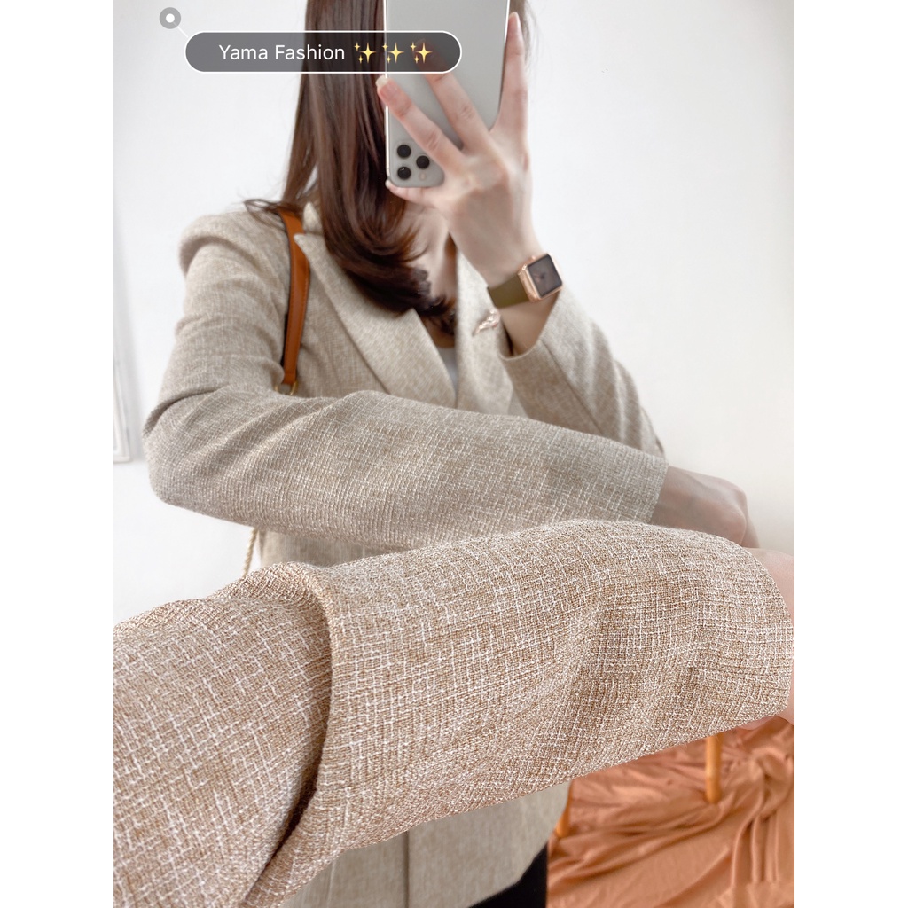 Áo vest dạ tweed dáng dài qua mông hàng thiết kế YAMA Fashion | BigBuy360 - bigbuy360.vn