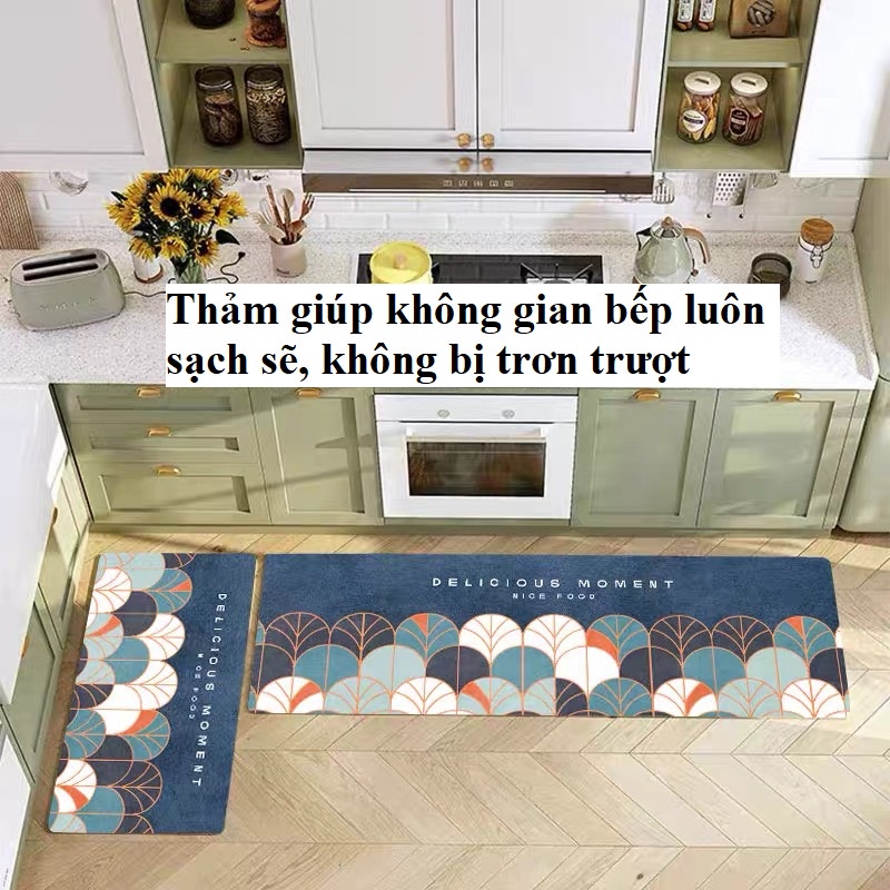 ⚡MẪU MỚI⚡ Bộ 2 Thảm Bếp Hàng Loại 1 Dày Và Mịn Thấm Hút Tốt, Mặt Đáy Chống trơn, Mặt Thảm Bali 88201