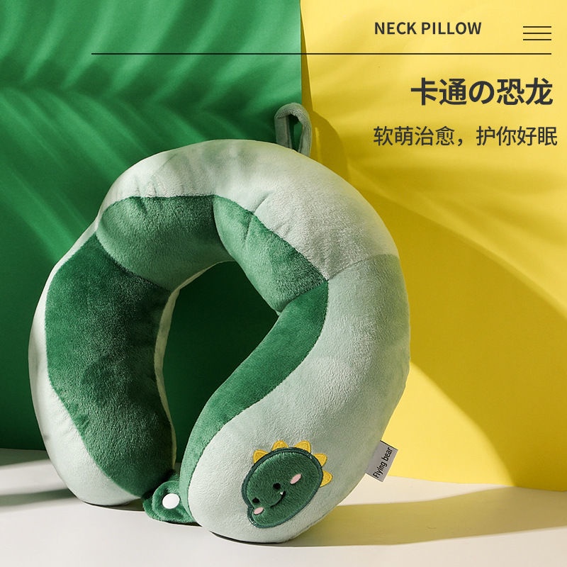 Gối Kê Cổ Hình Chữ u Thêu Họa Tiết Khủng Long Hoạt Hình Màu Xanh Lá Dành Cho Đi Du Lịch / Ký Túc Xá / Văn Phòng