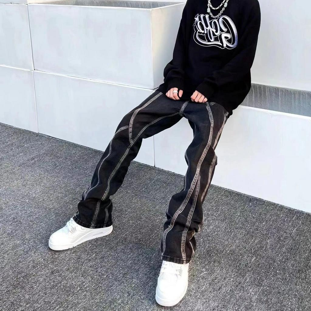 Quần Jean Nam Nữ Stun Clothing Đen Sọc Trắng Ống Đứng Cực Chất Thu Đông 2023