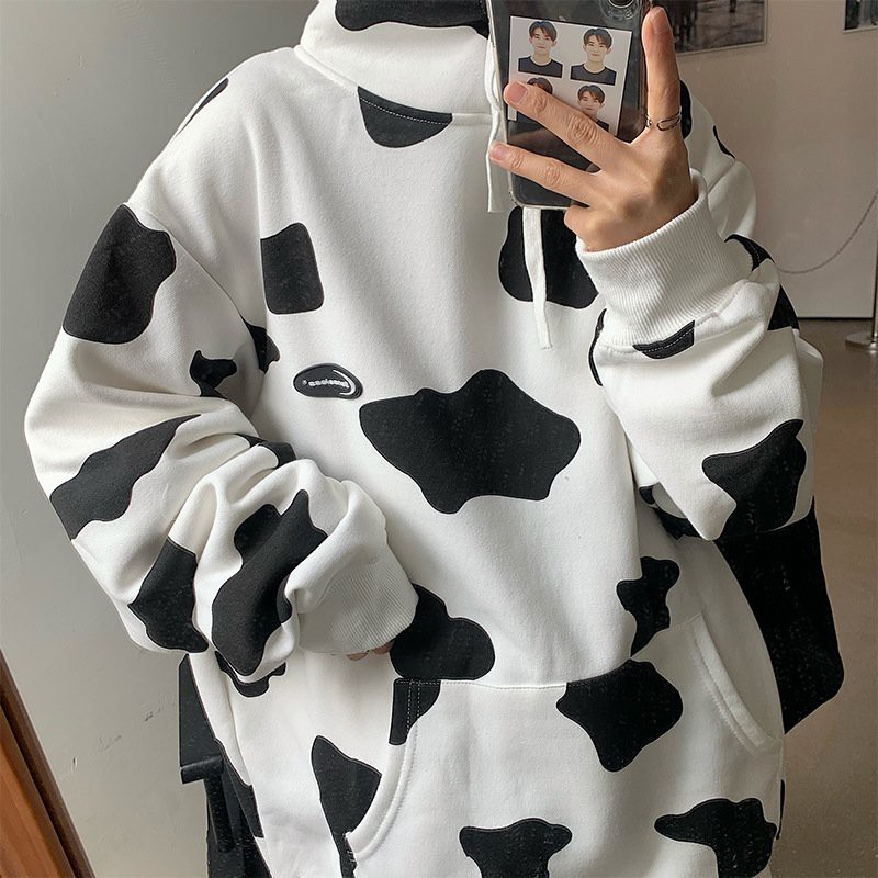 Áo Hoodie Bò Sữa/ Áo nỉ nữ họa tiết loang đen trắng bò sữa cute SIÊU HOT | BigBuy360 - bigbuy360.vn