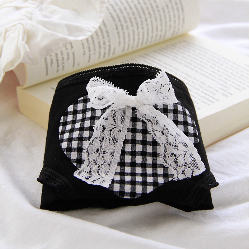 Quần Lót Len Tăm Sợi Tre Màu Đen Họa Tiết Ren Nơ Đáng Yêu Dễ Thương Cao Cấp DOLLY SECRET QL048 | BigBuy360 - bigbuy360.vn