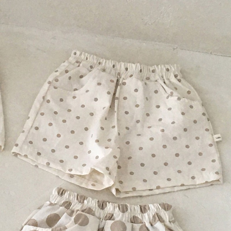 Quần Short Cotton Lanh Họa Tiết Chấm Bi Phong Cách Hàn Quốc Thời Trang Mùa Hè Cho Bé