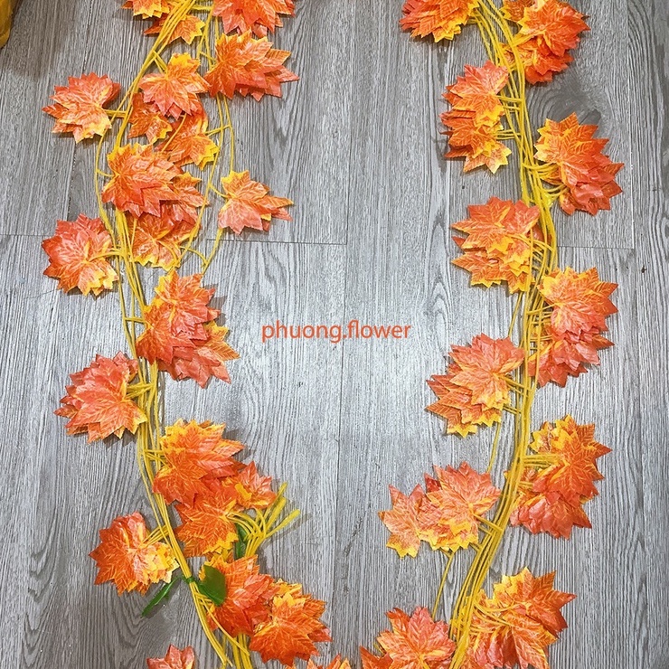 Combo 12 Dây lá Phong đỏ xanh giả dài 2.3m loại cao cấp 30 lá to đường kính 8cm dùng trang trí cực lãng mạn