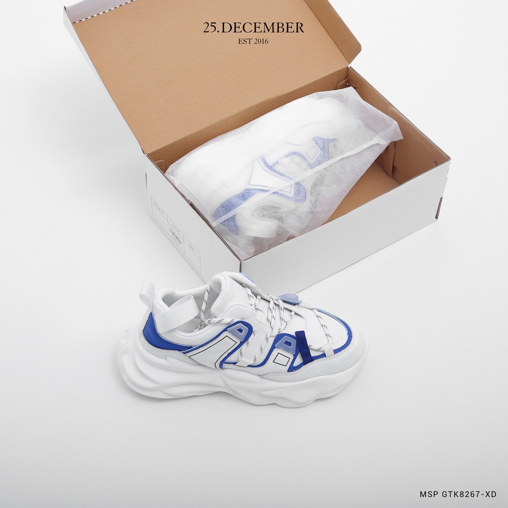 Giày da nam, phối màu xanh trắng, phom dáng đẹp đế giày tăng chiều cao - 25.December mã GTK8267