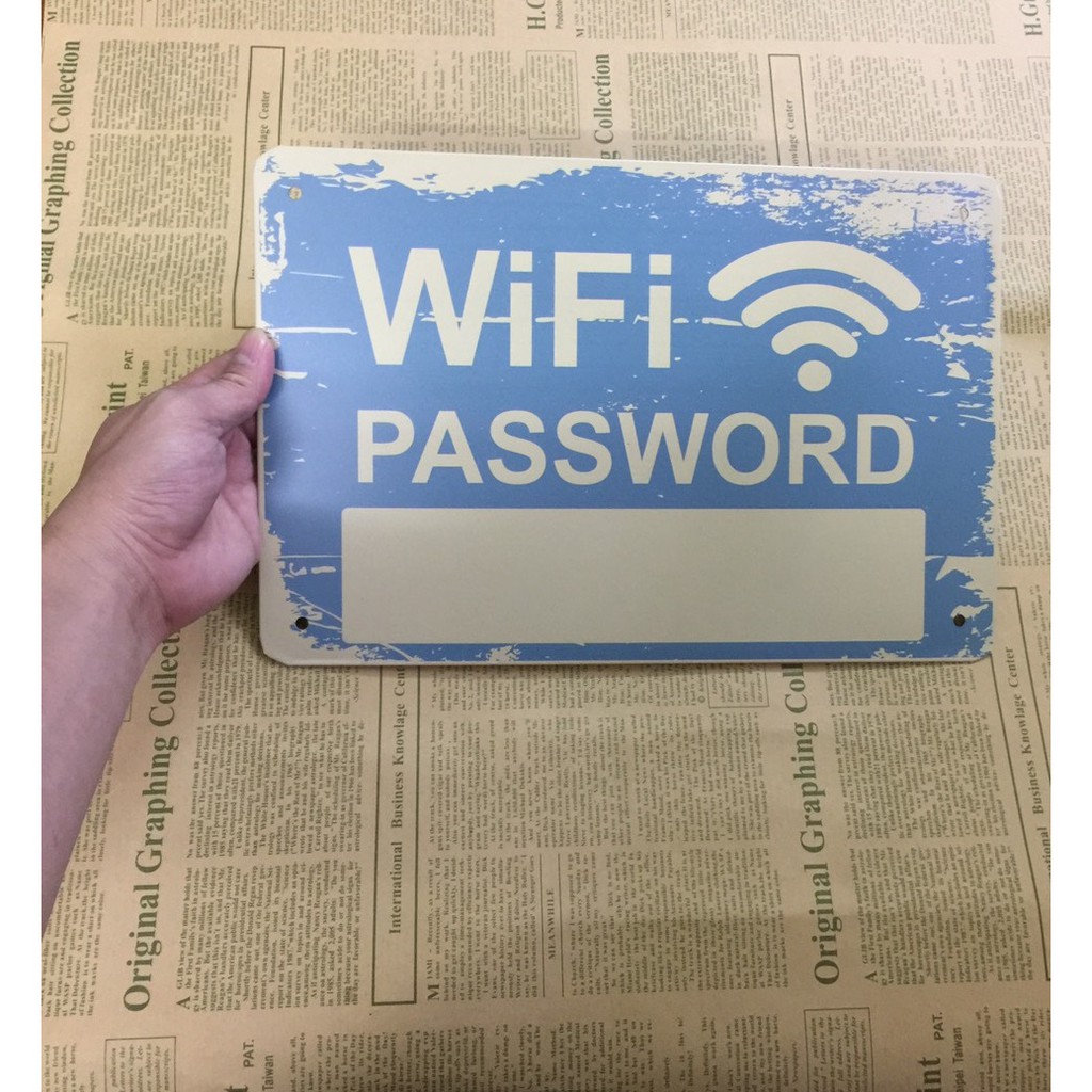 Bảng wifi bằng thiếc, treo, dán & đóng tường, cổ điển & tiện dụng
