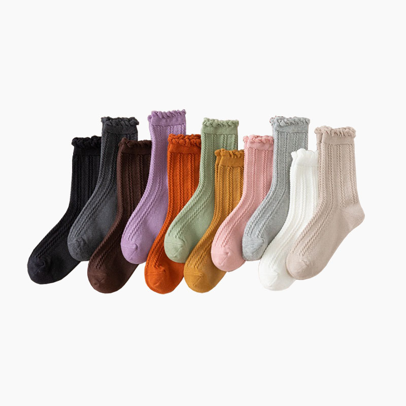 Vớ cotton màu trơn gân sọc dọc nhiều màu sắc tùy chọn thời trang dành cho nữ