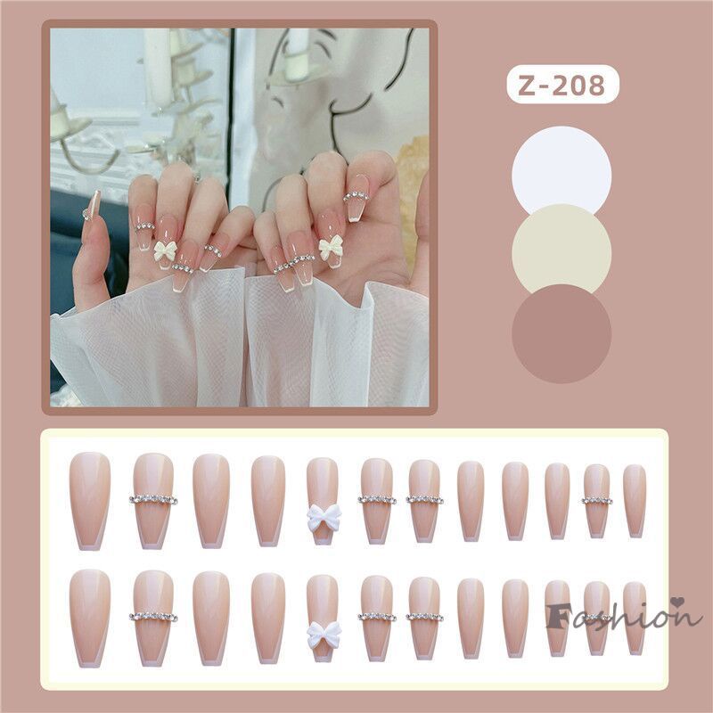 Set 24 Móng Tay Giả Đính Đá Trang Trí Móng Có Thể Tháo Rời