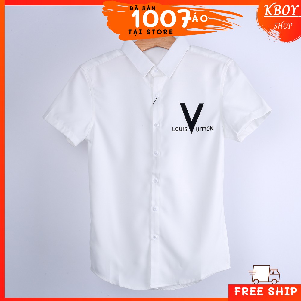 Áo sơ mi tay ngắn Họa tiết nổi bật trước ngực-Hàng quãng châu, Bigsize ,mềm mịn,Co giãn tốt, trẻ trung - F103-1 | BigBuy360 - bigbuy360.vn