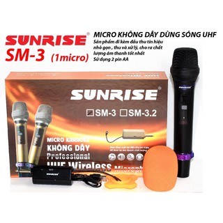 Micro Không Dây Sunrise SM-3 - Loại 1 Micro,chống hú,cực hút tiếng
