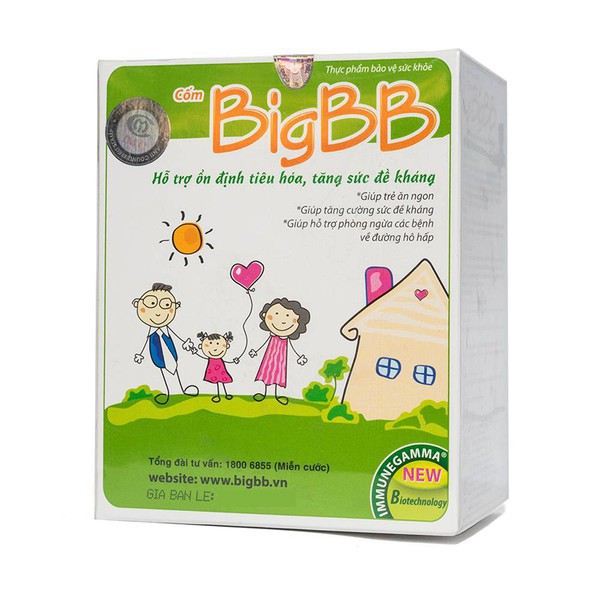 Cốm Big BB xanh hỗ trợ ổn định tiêu hóa, tăng sức đề kháng cho bé  hộp 16 gói H176