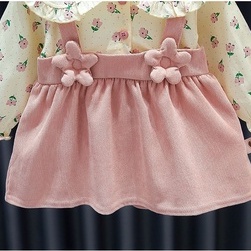 Váy đỏ noel cho bé gái từ 0-3 tuổi, tay dài in hoa thời trang mùa thu thoải mái