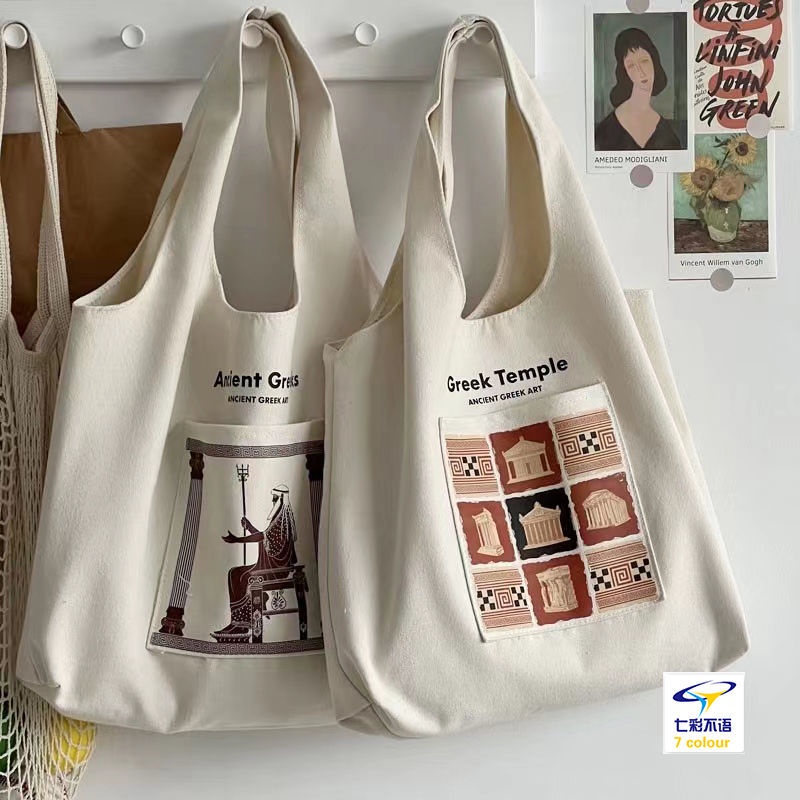 Túi Tote Đeo Vai Chất Liệu Canvas Cỡ Lớn Thiết Kế Đơn Giản Cho Học Sinh