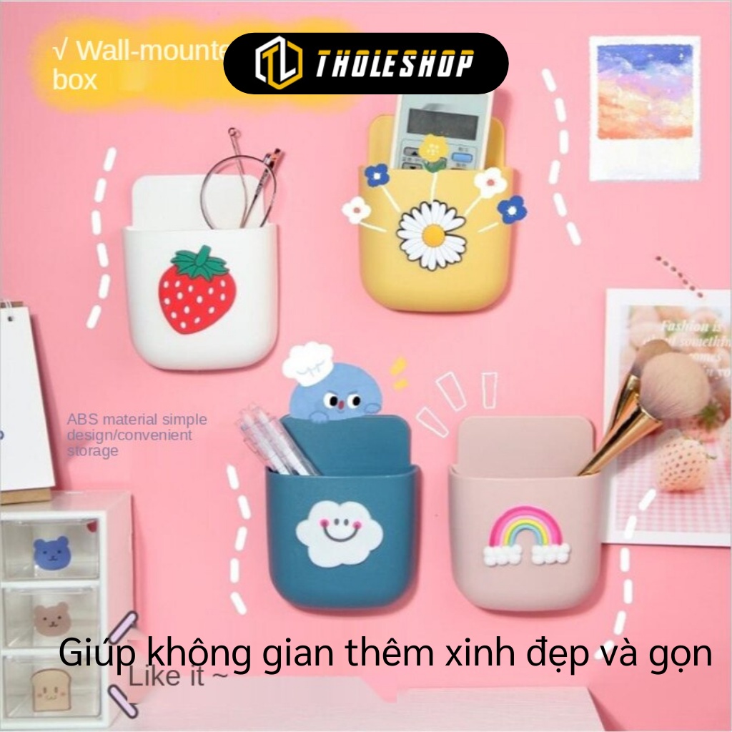 Hộp Đựng Remote - Giá Để Điện Thoại Có Lỗ Cắm Sạc, Bút, Đồ Dùng Dán Tường 10017